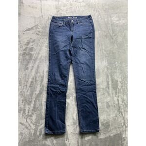 White House Black Market Jean Slim Leg Whisker Stretch Low Rise Women Sz 6 Blue